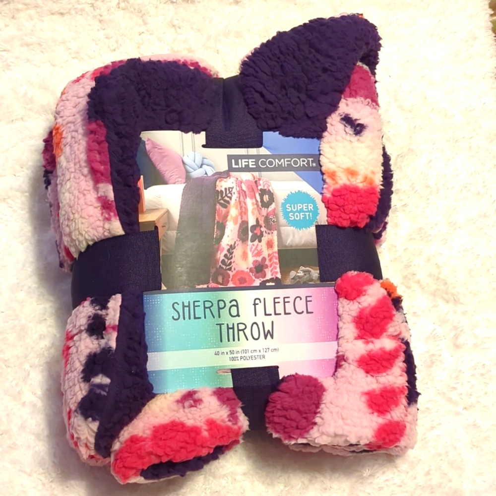 Life Comfort, Sherpa Fleece Throw, 40" x 50", New